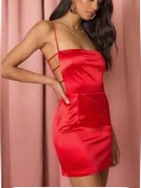 superdown Kait cut out Red Satin mini Slip Dress